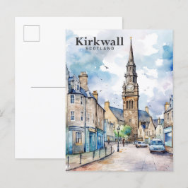 Cartão Postal Kirkwall Scotland Watercolor Painting Viagem