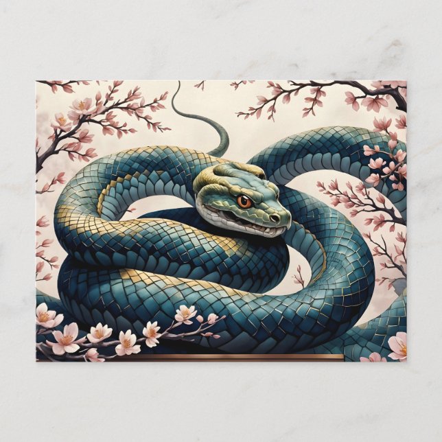 Cartão Postal Kirschblüte im Jahr der Schlange (Frente)