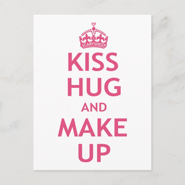 Cartão Postal Kiss Hug e maquiagem (Frente)