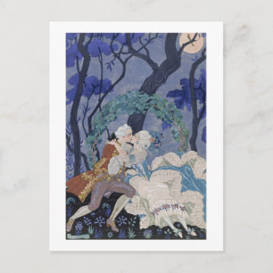 Cartão Postal Kiss secreto, ilustração de 'Fetes Galantes' por