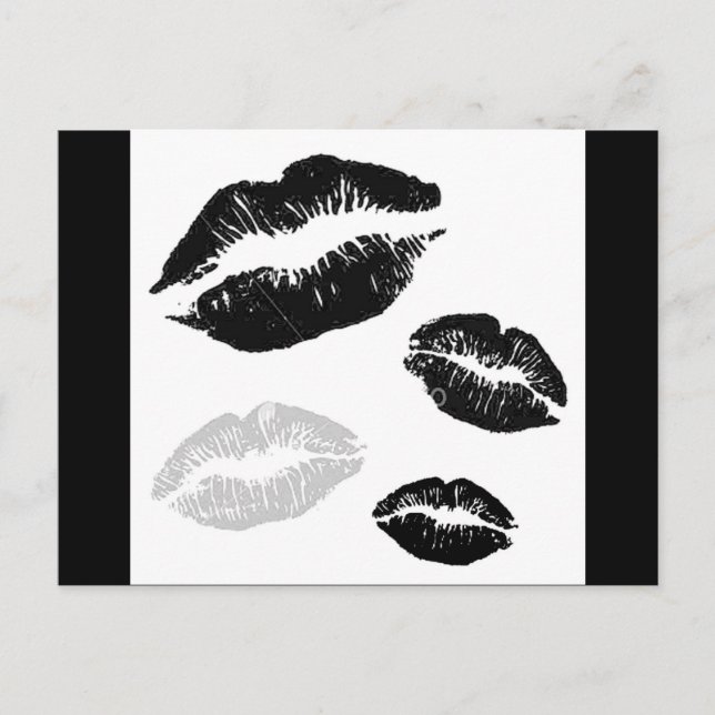 Cartão Postal kisses-blackwhitegrey (Frente)