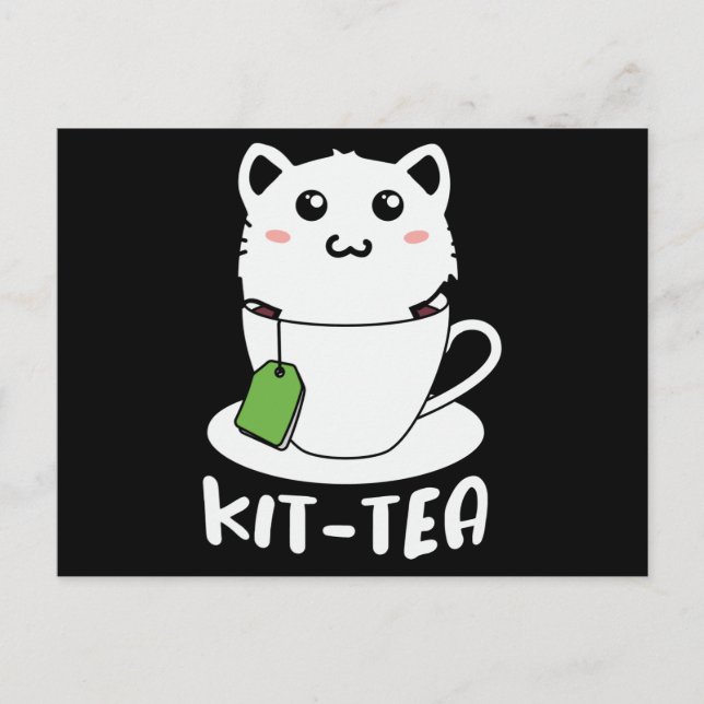 Cartão Postal Kit Tea Funny Cat Lovers (Frente)