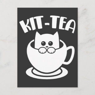 Cartão Postal Kit Tea Pet Engraçado Chá Animal Pun