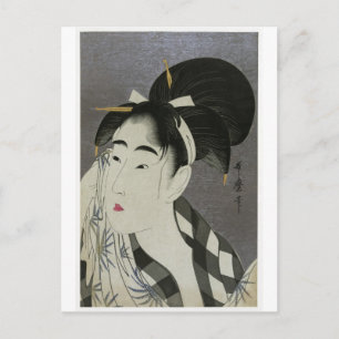 Cartão Postal Kitagawa Utamoro "Mulher Limpando Suor"