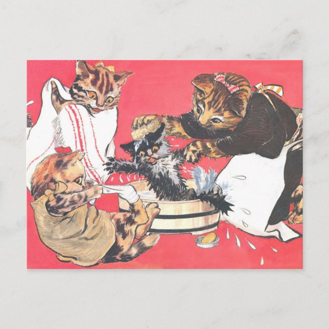 Cartão Postal Kitazawa Rakuten nekono gyouzui 1914 (Frente)