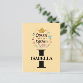 Cartão Postal Kitchen Queen Name Monogram Design