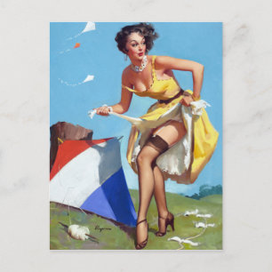 Cartão Postal Kite Pin Up