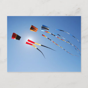 Cartão Postal Kites de Caudas Longas de Várias Cores