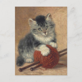 Cartão Postal Kitten com uma bola de lã CC0194 Ronner-Knip