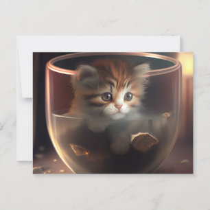 Cartão Postal Kitten em uma equipe transparente - Cartão-postal