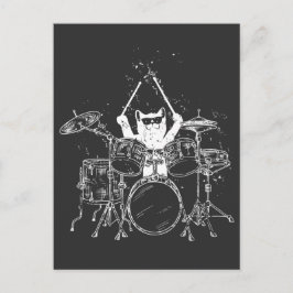 Cartão Postal Kitten Punk Rockstar Gatinho Bateria Tocando