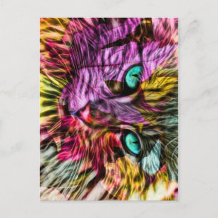 Cartão Postal Kitty Cat Fall deixa Design de arte colorida