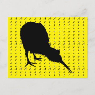 Cartão Postal Kiwi Bird & Aotearoa (escrevendo) Nova Zelândia