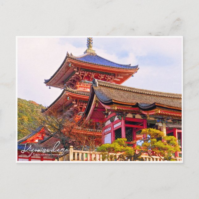 Cartão Postal Kiyomizu-dera (Three-storied pagoda) (Frente)