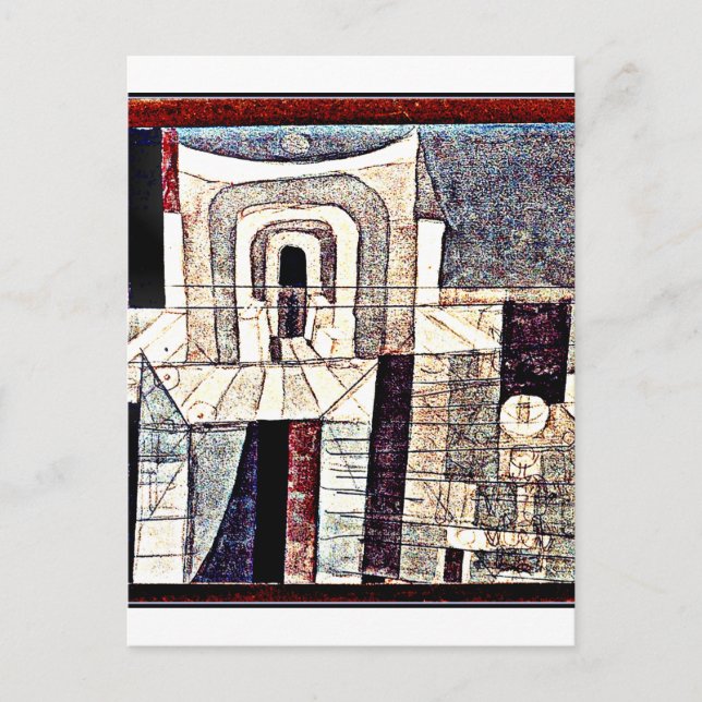 Cartão Postal Klee - Arquitetura em Vermelho e Verde (Frente)