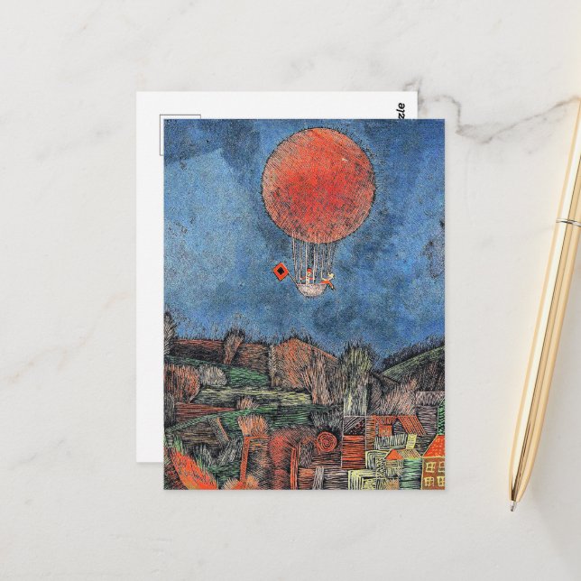 Cartão Postal Klee - Balão Der Luft (Frente/Verso In Situ)