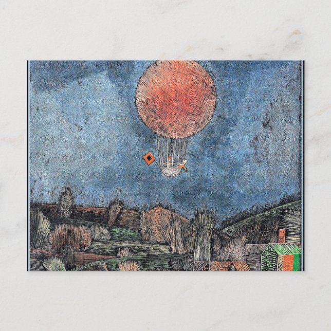 Cartão Postal Klee - Der Luftballoon, abstrato trabalho de arte (Frente)