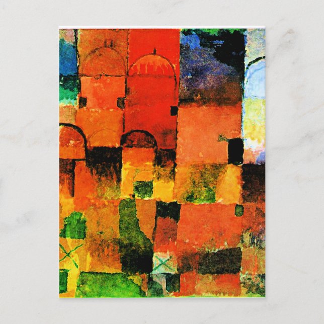 Cartão Postal Klee - Domos Vermelho e Branco, (Frente)