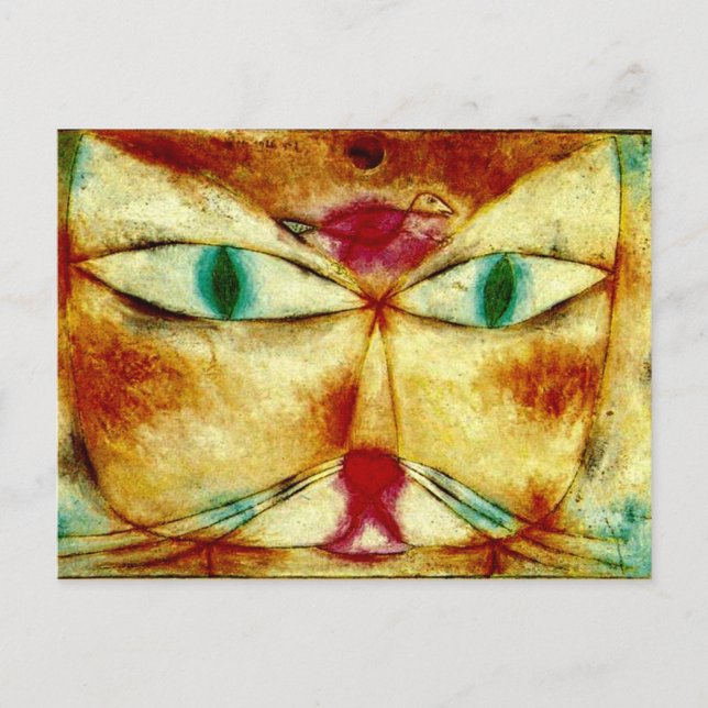 Cartão Postal Klee - Gato e Pássaro (Frente)