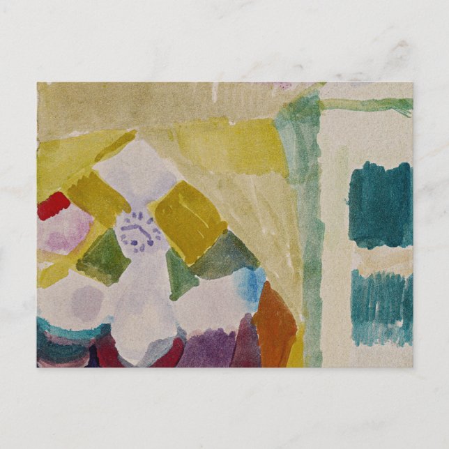 Cartão Postal Klee - Interior com Relógio, abstrato art, (Frente)