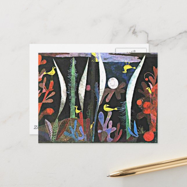 Cartão Postal Klee - Paisagem com Aves Amarelas (Frente/Verso In Situ)