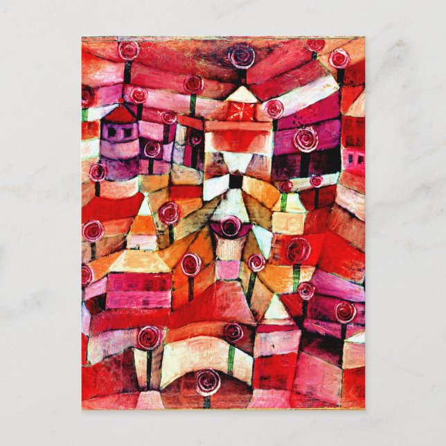 Cartão Postal Klee - Rosa Garden, trabalho de arte de 1920 (Frente)