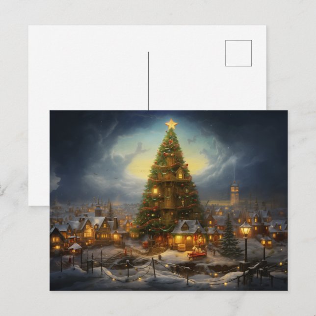 Cartão Postal Kleinstadt-Weihnachtswunder mit Großem Baum (Frente/Verso)
