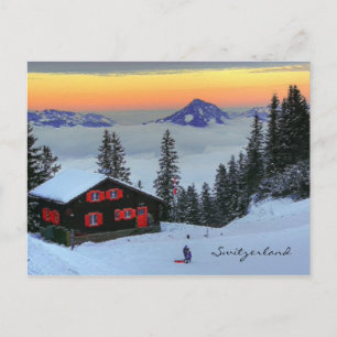 Cartão Postal Klewenalp Suiça Ski Resort Swiss Alp Sunset