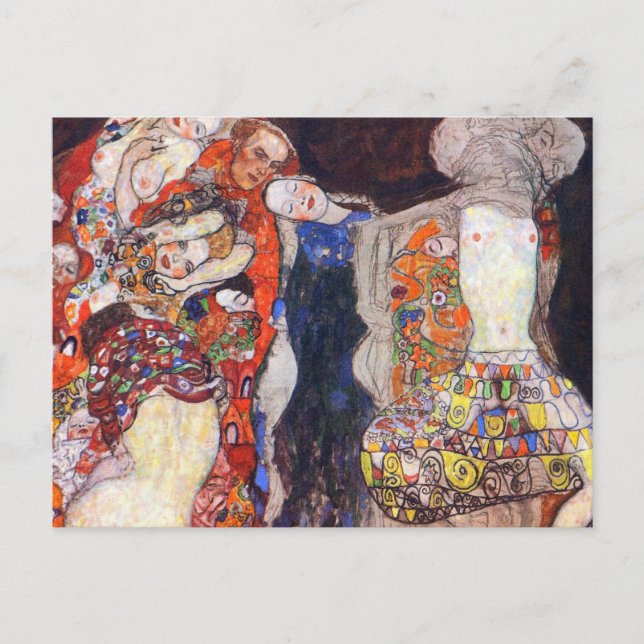 Cartão Postal Klimt Adorne a noiva com véu e coroa (Frente)
