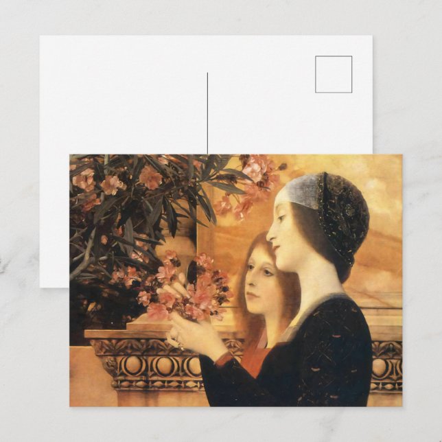 Cartão Postal Klimt Duas Meninas com Oleandro Arte Nova (Frente/Verso)