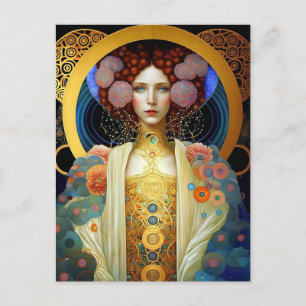 Cartão Postal Klimt inspirou a Rainha Deusa Fantasia Art