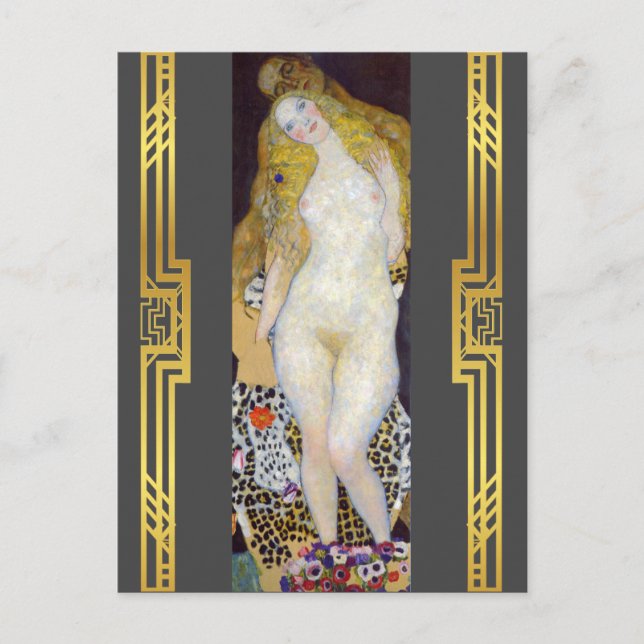 Cartão Postal Klimt Restaurou a Pintura Bíblica de Adam e Eve (Frente)