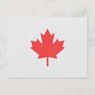 Cartão Postal Knit Style Maple Leaf Knitting Motif