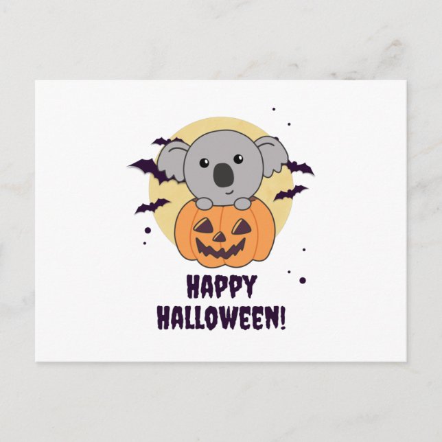 Cartão Postal Koala Em Pumpkin Sweet Koalas Feliz Halloween (Frente)