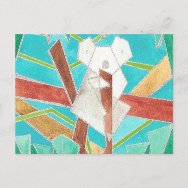 Cartão Postal Koala Watercolor Art (Frente)