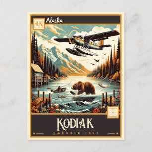 Cartão Postal Kodiak, Alasca Vintage