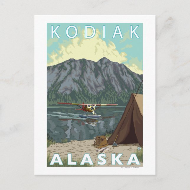 Cartão Postal Kodiak, Alaska Bush Plane Fisheries (Frente)