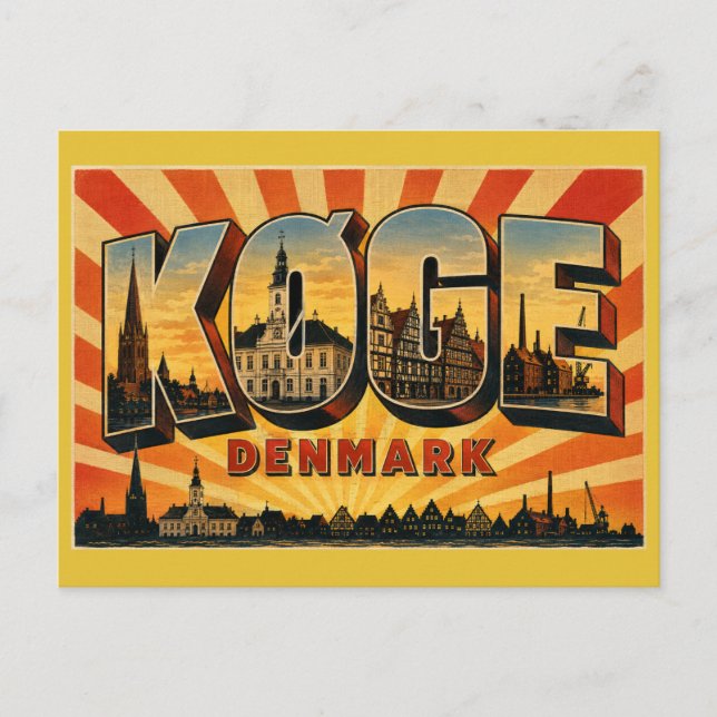 Cartão Postal Køge Dinamarca Cidade Velha (Frente)