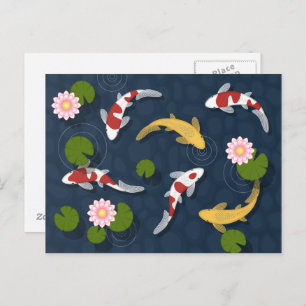 Cartão Postal Koi Fish Pond Japonês