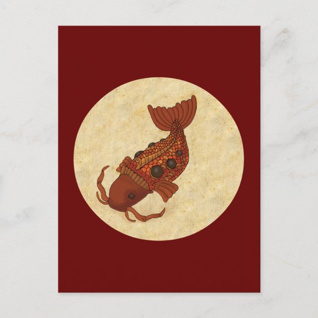 Cartão Postal Koi Steampunk (Frente)