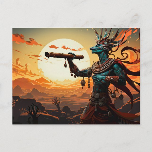 Cartão Postal Kokopelli Jogando Fluta Em Colinas Rochosas Do Des (Frente)