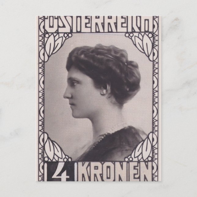 Cartão Postal Koloman Moser - Carimbo Design Empress Zita (Frente)