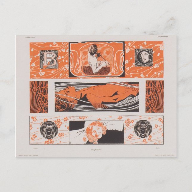 Cartão Postal Koloman Moser- Tiras de cabeça (Frente)