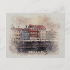Cartão Postal Kopenhagen watercolor kaart