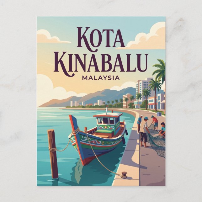 Cartão Postal Kota Kinabalu Malásia (Frente)