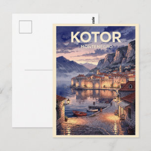 Cartão Postal Kotor Montenegro Viagem Vintage