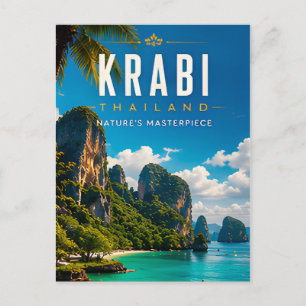 Cartão Postal 🏝️ Krabi Tailândia Costa Tropical Decoração de Ca