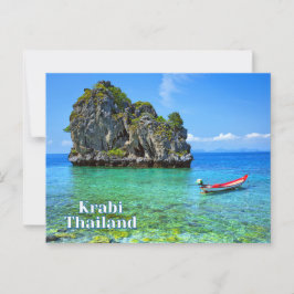 Cartão Postal Krabi, Tailândia, Large Rock, BeauLinda Praia