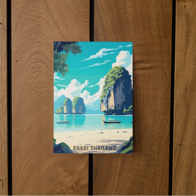 Cartão Postal Krabi Thailand Beach Paradise Viagem (krabi thailand tropical beach postcard)
