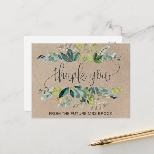 Cartão Postal Kraft Foliage Obrigado (Frente/Verso In Situ)